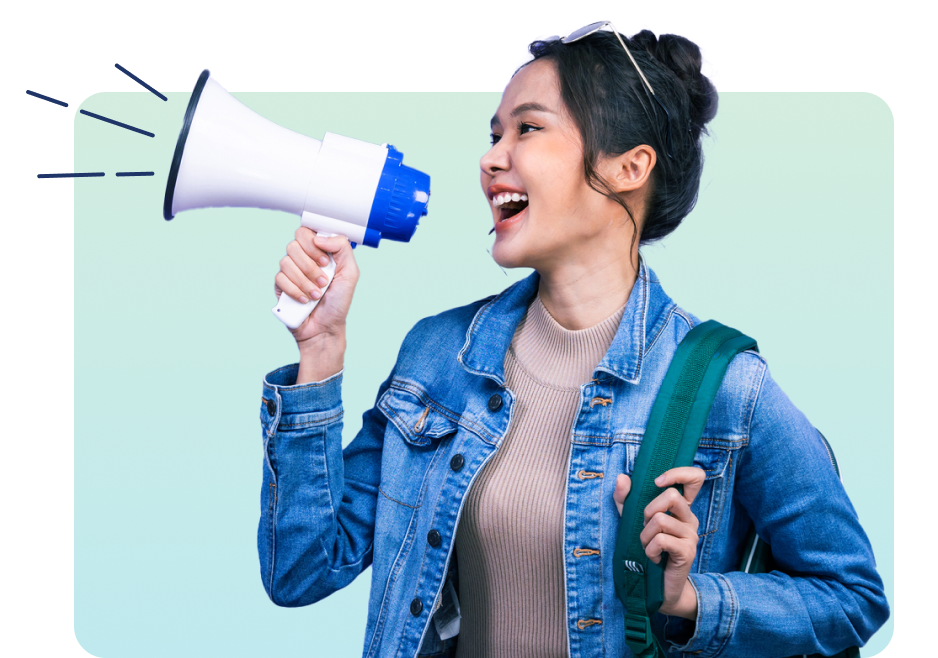 BCW marketer holding a megaphone