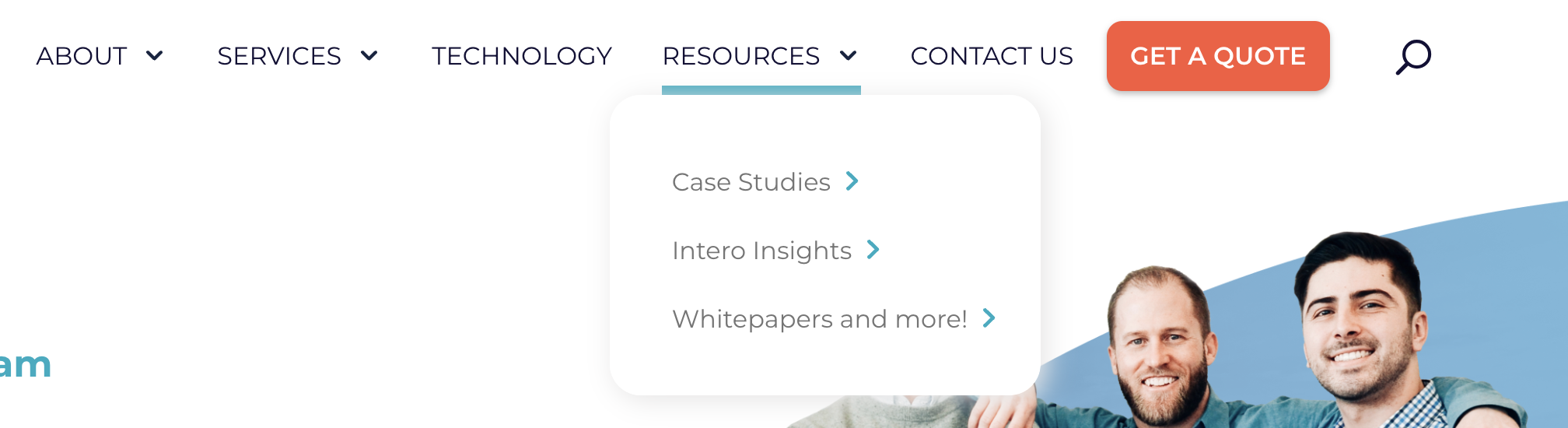 BCW  PTE. LTD. navigation bar showing case studies